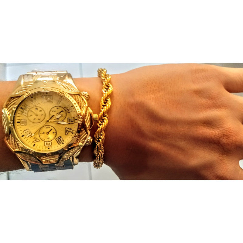 Relógio Masculino de Luxo + Pulseira Folheada + Frete Grátis + Envio Imediato + Brinde